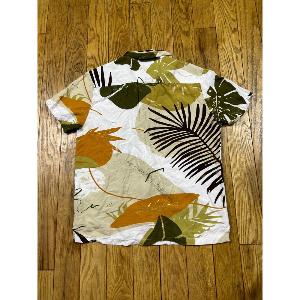 Denim & Flower Ricky Singh Mens Medium Tropical Leaf Abstract Button Down Shirt